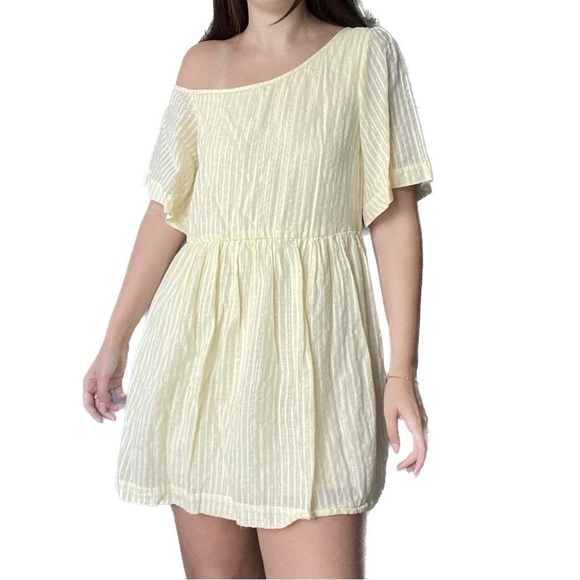 Mellow Yellow Asymmetrical Shoulder Dress - Picture 3 of 6